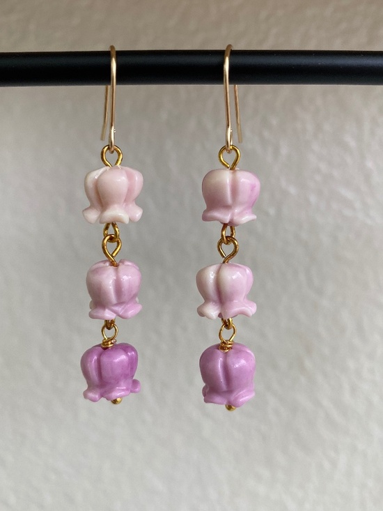 Handmade Jewelry - Handmade Purple Crown Flower Earrings